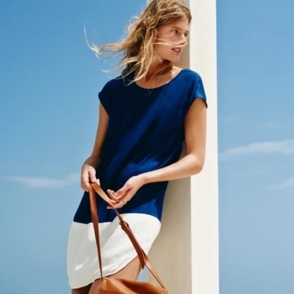 Madewell sz S Royal Blue White Layout Colorblock Tunic Dress